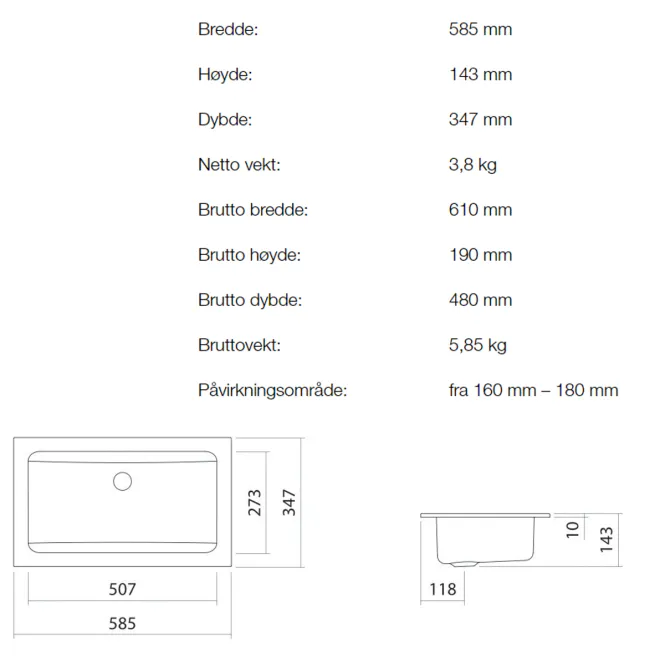Hovedbilde Alape EB.R585 servant 58.5x34.7 cm nedfelt