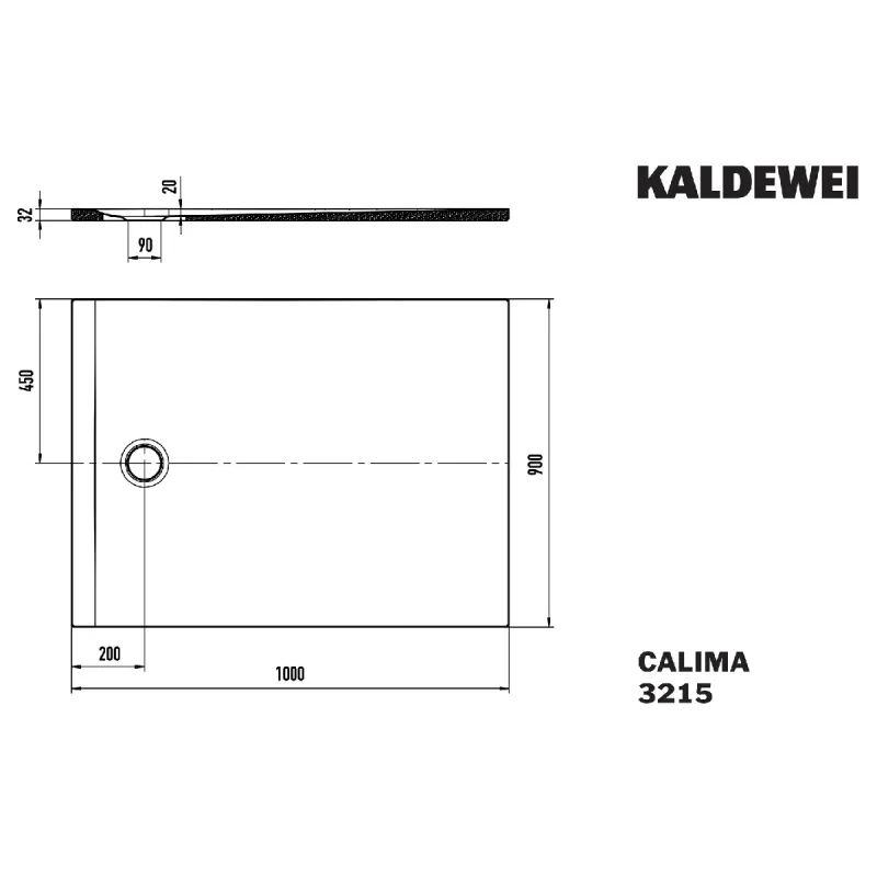 Kaldewei CALIMA Mod 3215 Dusjkar 90x100 cm