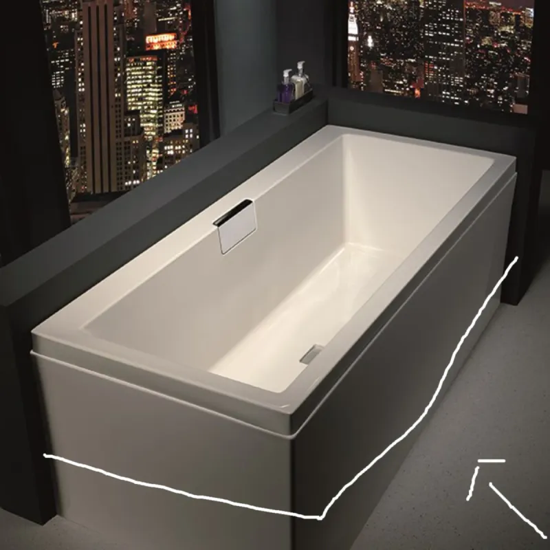 OUTLET: Strømberg L-Panel til badekar 160x80x54 cm - Hvit Lucite Akryl