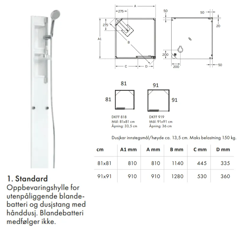 Macro Flow Front dusjkabinett - Standard