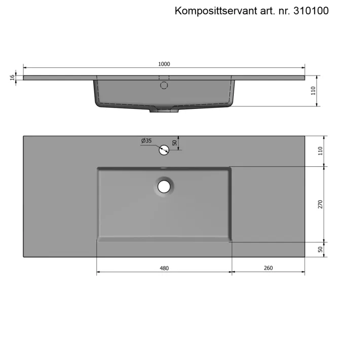 Hovedbilde OUTLET: INR Viskan Grip 100 cm Baderomsmøbel u/ Servant Hvit - ...