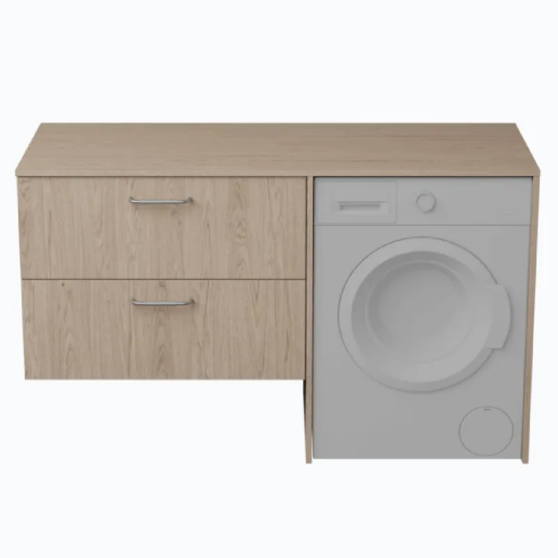 FossBad Variant60 Servantskap 80x58 cm med benkeplate og dekksider tilpasset 1 sidestilt maskin