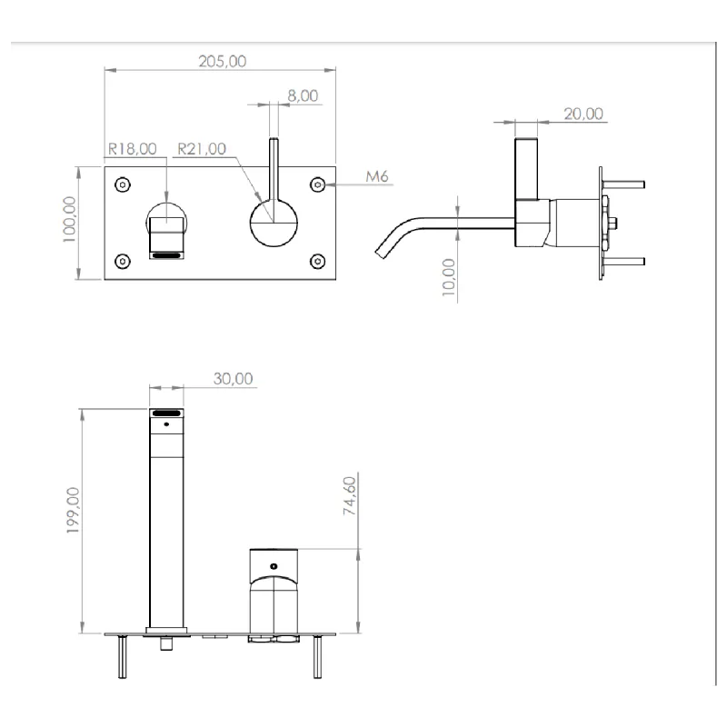 Tapwell ARM006 servantbatteri innebygd