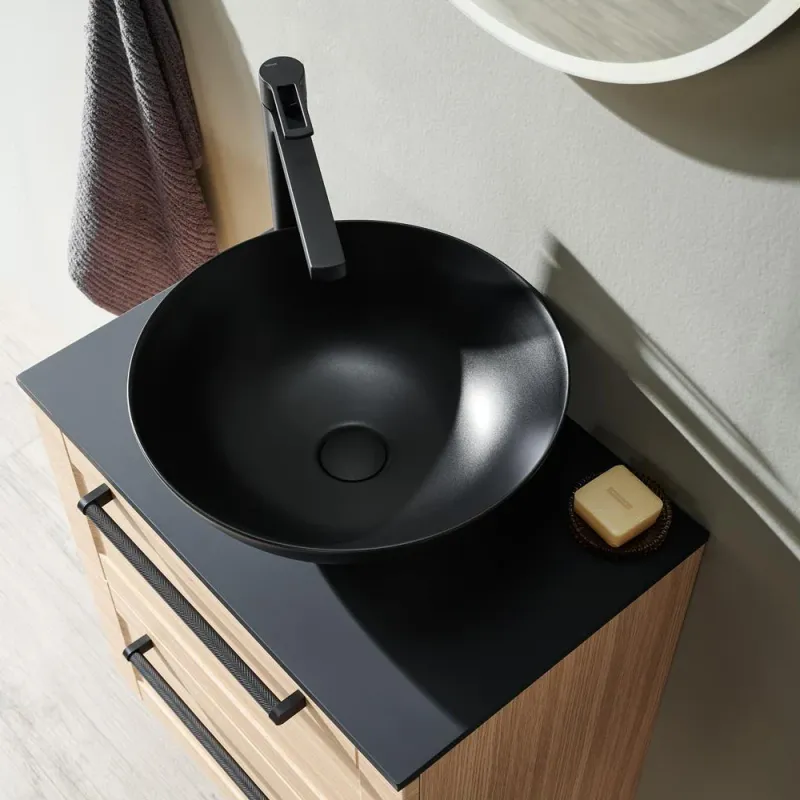 Scala Bad Nero servant ø40,5 cm toppmontert matt sort porselen