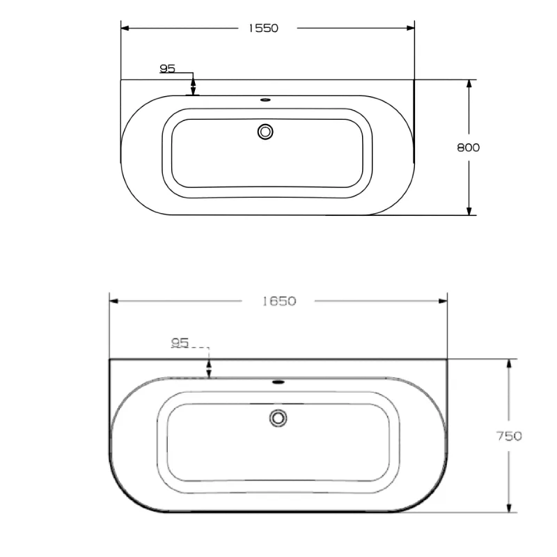 Strømberg Nino Back-To-Wall Badekar 155/165 cm