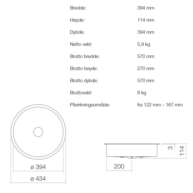 Hovedbilde Alape UB.KE400 servant ø39.4 cm underlimt