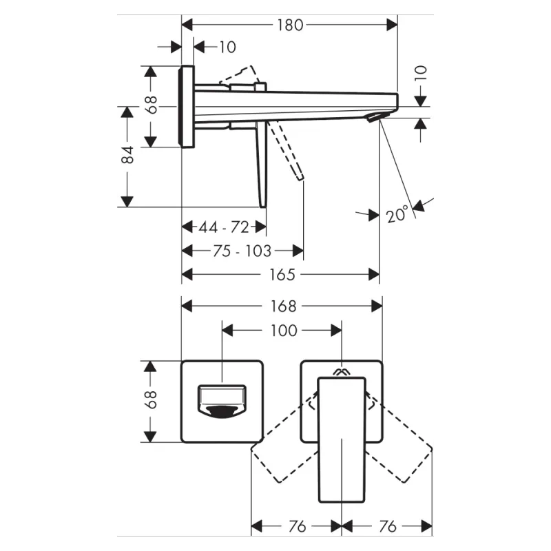 Hansgrohe Metropol 1-greps Innebygd Servantbatteri 16.5 cm tut