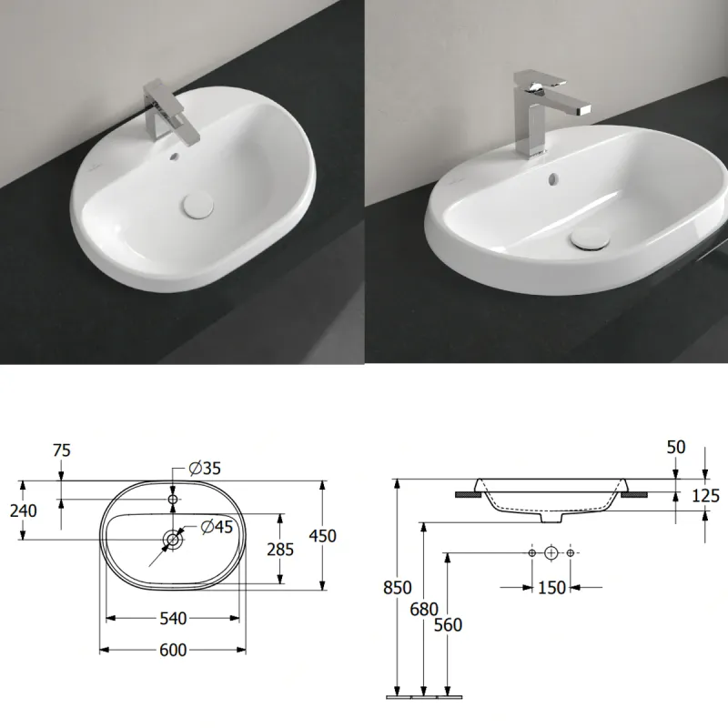 Villeroy & Boch Architectura Nedfelt Servant 60x45 cm