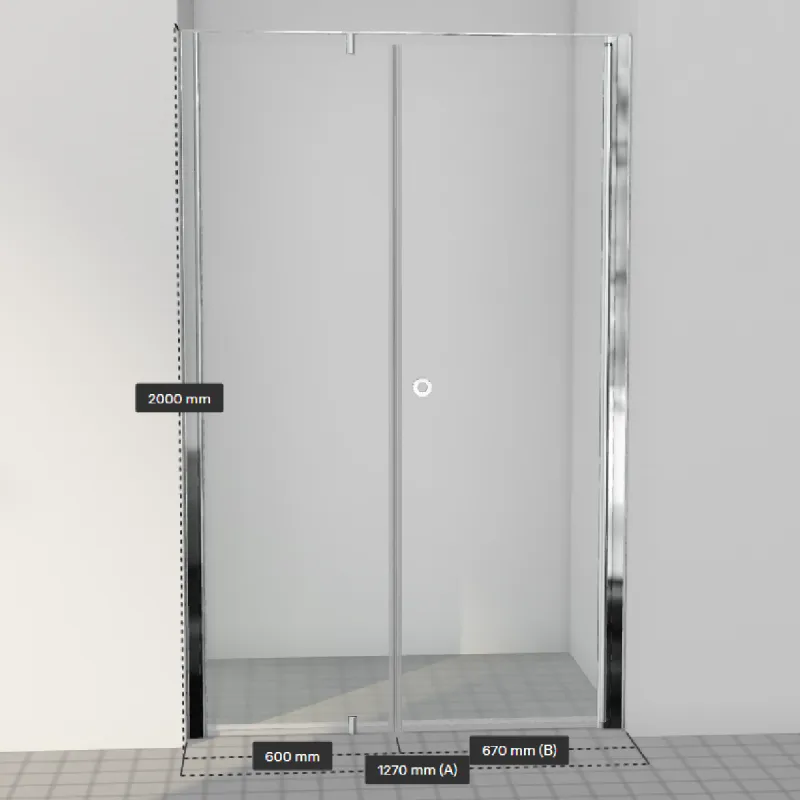 OUTLET: INR Linc 4 Original Dør Med Fastfelt For Dusjnisje - 127 cm - Blankpolert profil/Klart glass med timeless