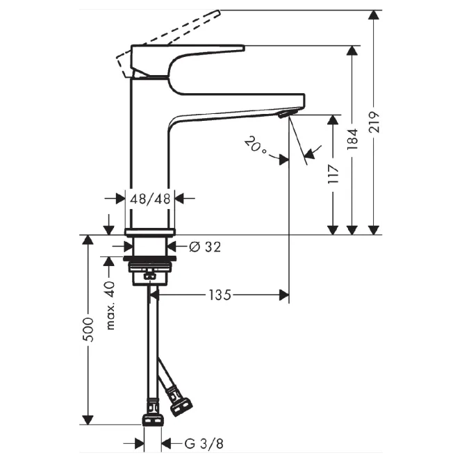 Hovedbilde OUTLET: Hansgrohe Metropol 1-greps Servantbatteri 110 med push-open ...
