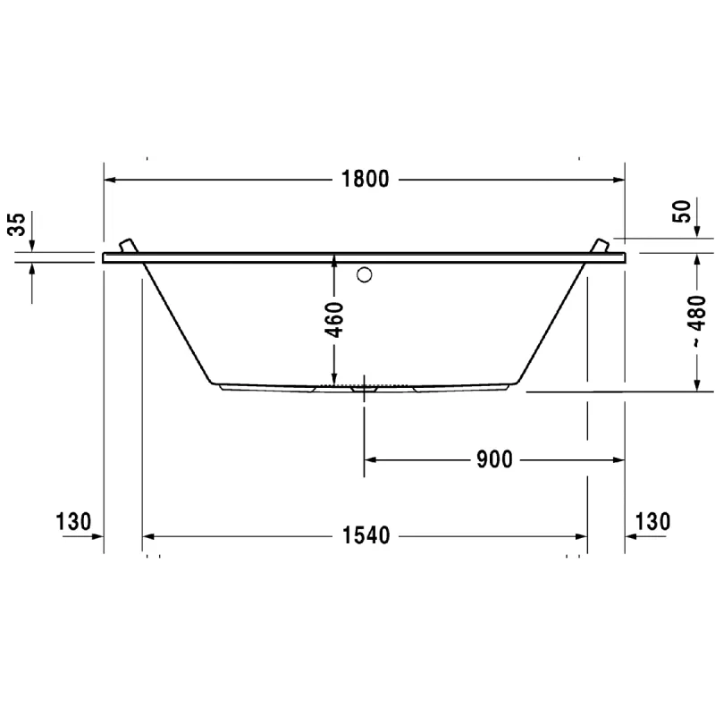 Duravit Starck badekar 180x80 cm - inkl av/overløp og bensett