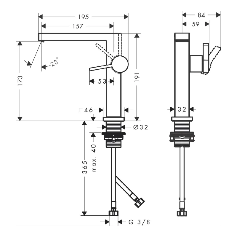 Hansgrohe Tecturis E 1-greps Servantbatteri 150 Fine