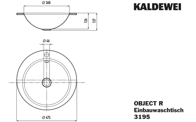 Hovedbilde Kaldewei OBJECT R Mod 3195 Nedfelt Servant, 47.5x47.5 cm, Alpine ...