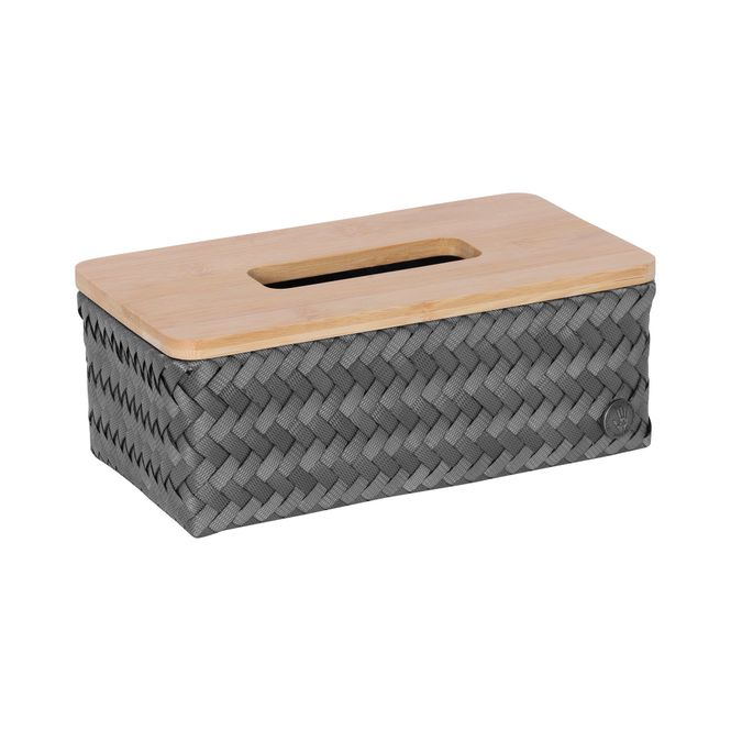 Hovedbilde Handed By Tissue box rectangular Mørk grå med bambuslokk