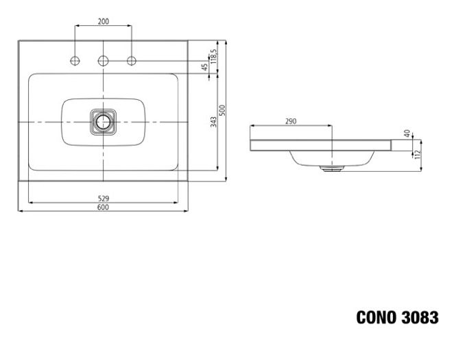 Hovedbilde Kaldewei CONO Mod 3083 Toppmontert Servant, 60x50 cm, Pergamon, 3 ...