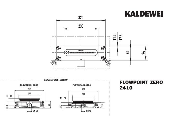 Hovedbilde Kaldewei FLOWPOINT ZERO Mod 2410 Designslukrist, 23.3x6 cm, Alpine ...