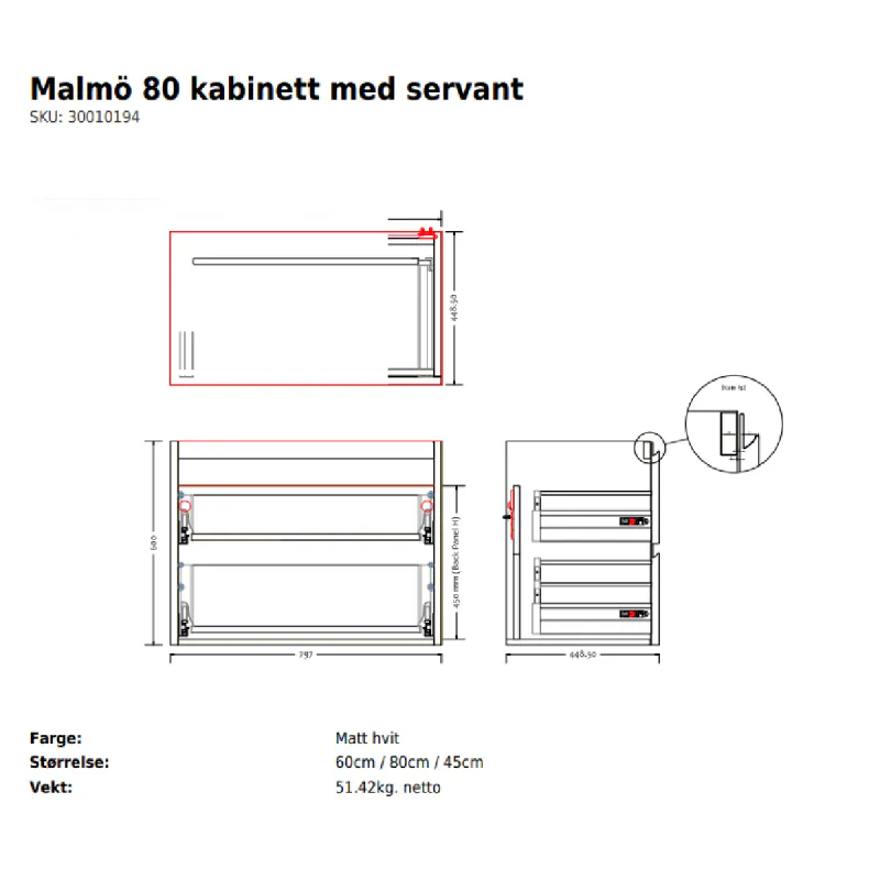 Copenhagen Bath Malmö 80 cm servantskap - med servant