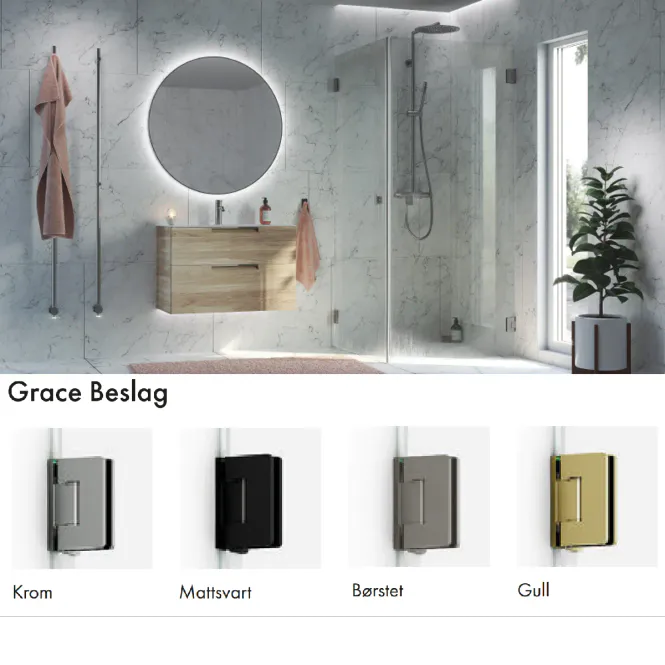 Hovedbilde Macro Grace Rett dusjhjørne - Briljant linjeglass