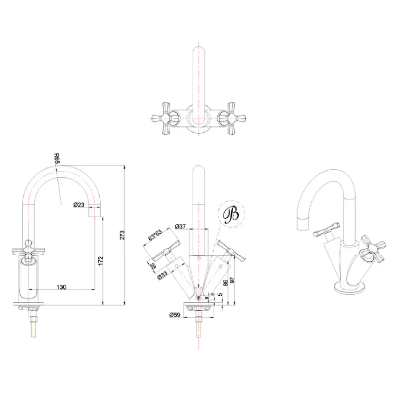 Burlington Riviera Mono servantbatteri