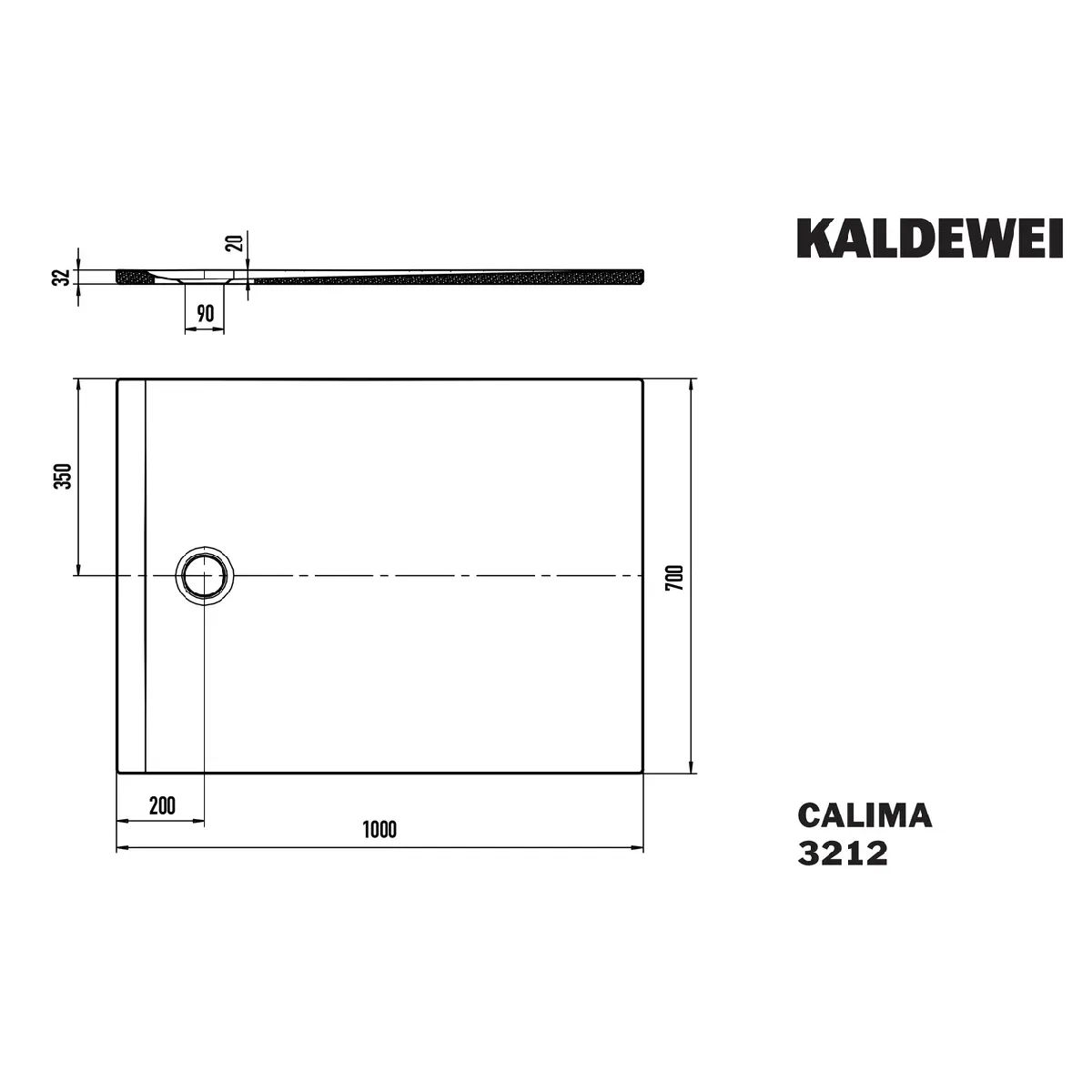 Kaldewei CALIMA Mod 3212 Dusjkar 70x100 cm