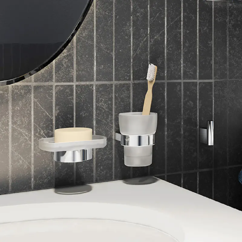Smedbo Air tannglass med holder - frostet glass