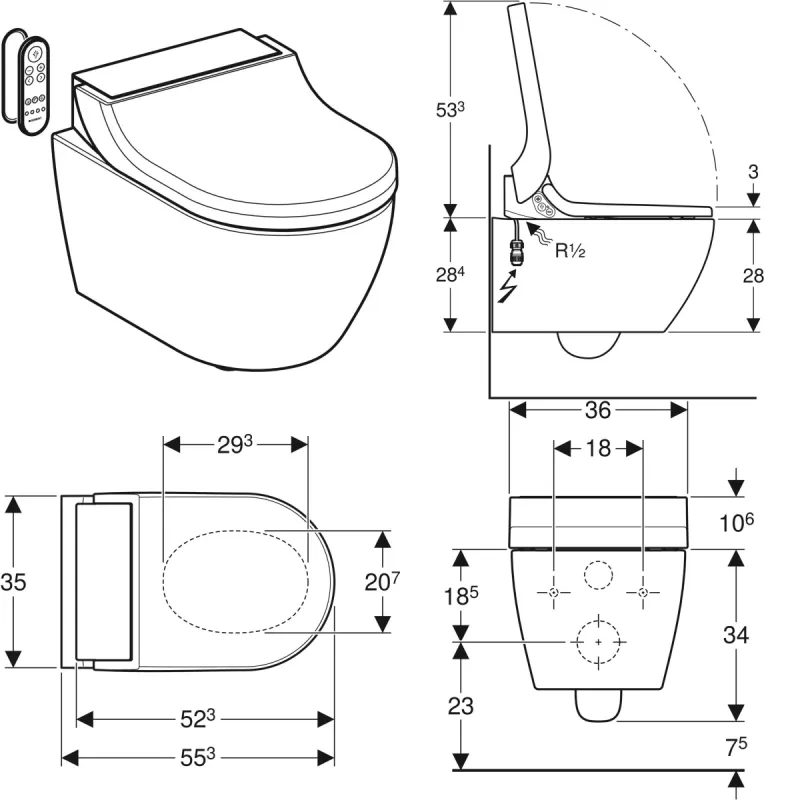 Geberit Aquaclean Tuma Comfort vegghengt dusjtoalett