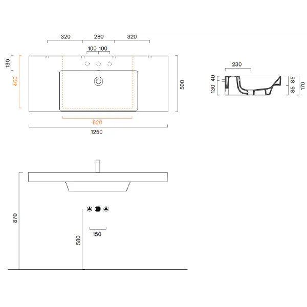 Bilde av Catalano Zero Vegghengt Servant 125x50 cm