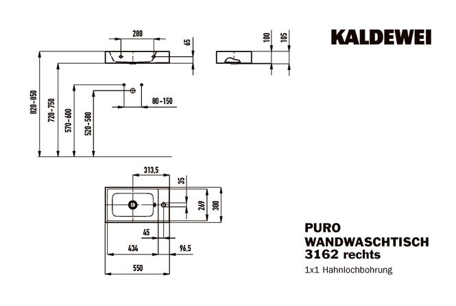 Hovedbilde Kaldewei CENTRO Mod 3062 Vegghengt Servant, 90x50 cm, Pergamon, 0 ...