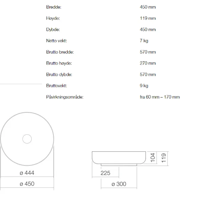 Hovedbilde Alape AB.SO450.1 servant ø45 cm toppmontert