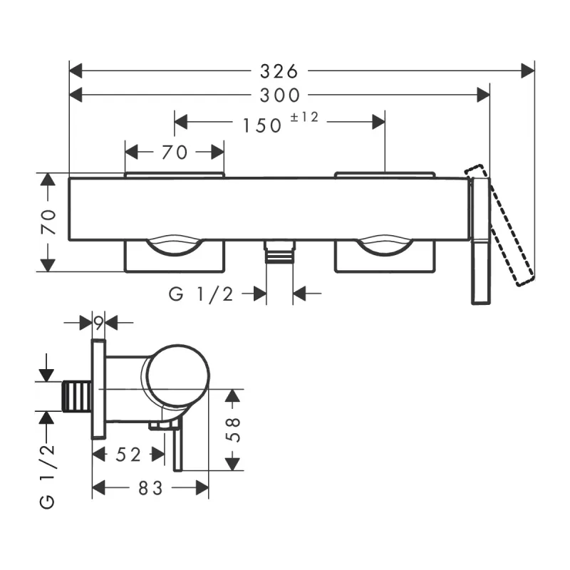 Hansgrohe Tecturis E 1-greps Dusjbatteri