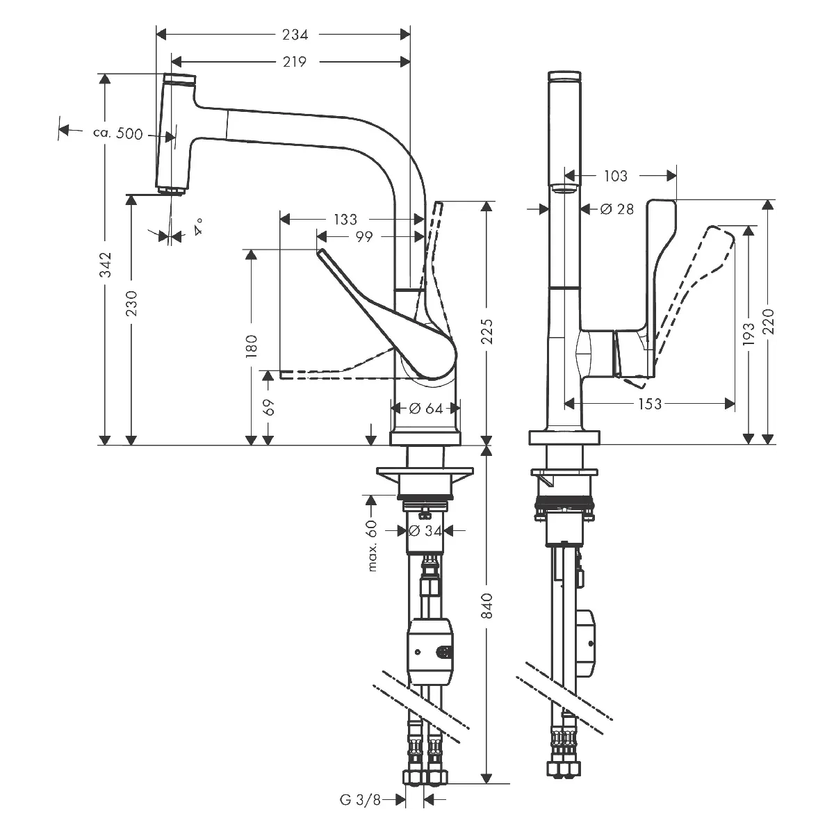 Axor Citterio 1-greps Kjøkkenbatteri Select 230