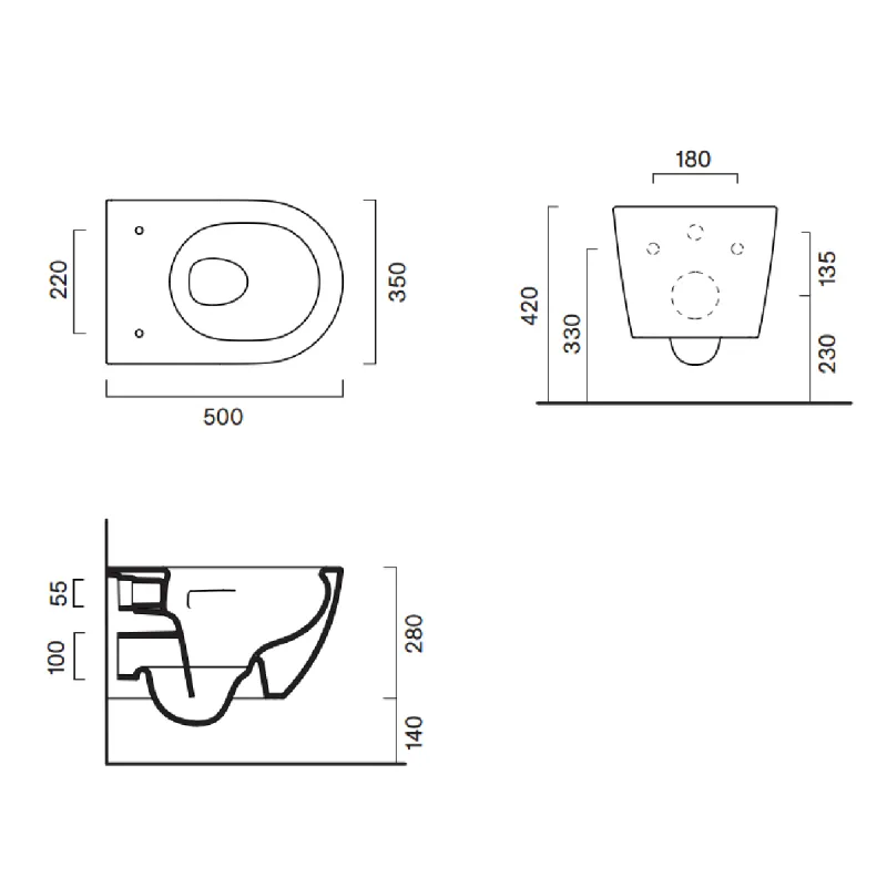 Catalano Sfera Vegghengt Toalett Silentech 50 cm  - Hvit
