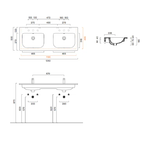 Hovedbilde Catalano Italy Vegghengt Servant 125x50 cm