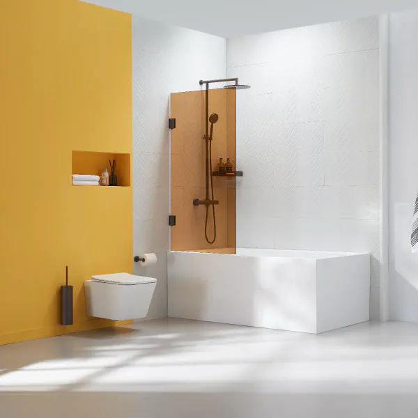 Hovedbilde Scala Bad Silvano Badekarvegg 80x145 cm - Bronse glass