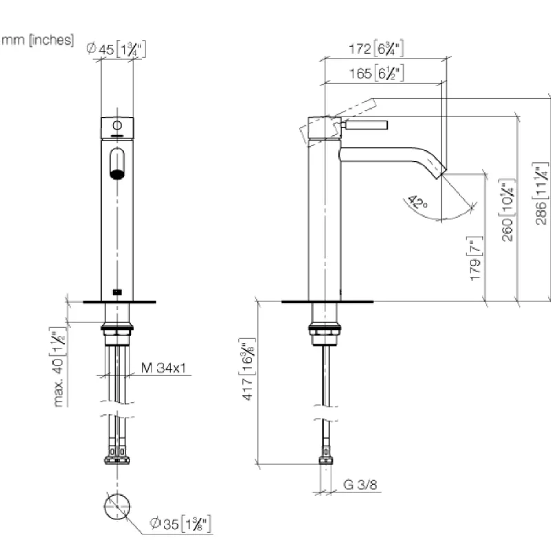 Dornbracht META servantbatteri høy