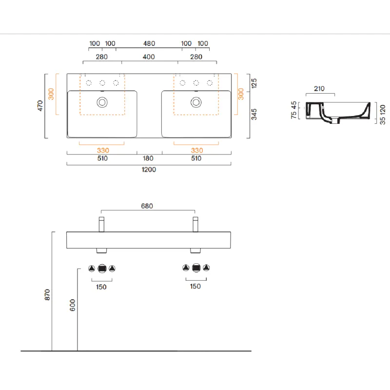Catalano Premium Vegghengt Servant 120x47 cm