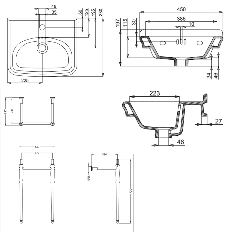 Burlington Guild Vegghengt Servant 45x38 cm og Rørstativ