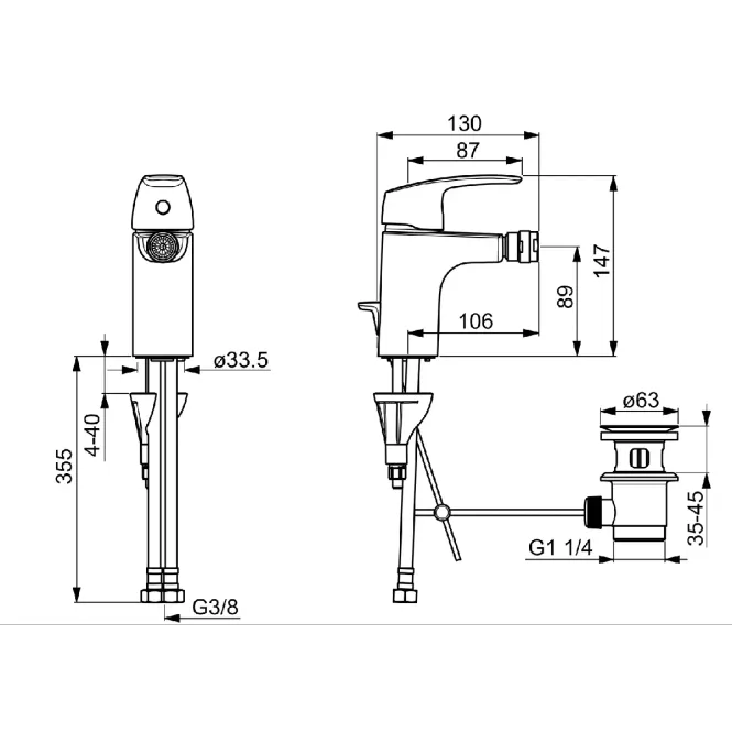 Hovedbilde OUTLET: Oras Safira 1018F Bidetbatteri - Krom