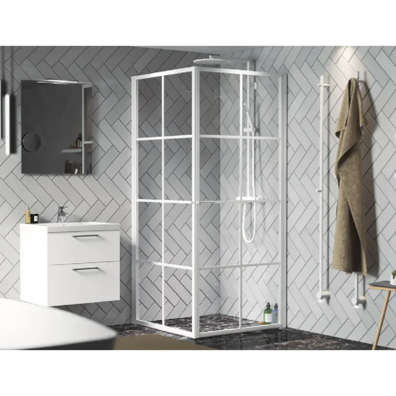 Macro Empire dusjhjørne - Klart glass med sprosser