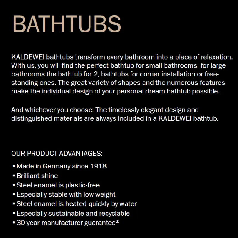 Kaldewei PURO DUO Mod 665 Innebygd Badekar 190x90 cm