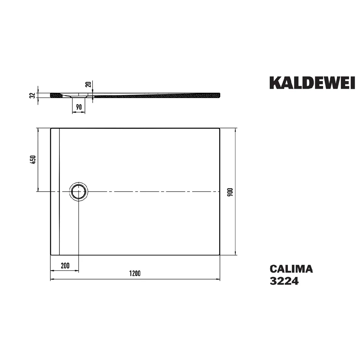 Kaldewei CALIMA Mod 3224 Dusjkar 90x120 cm