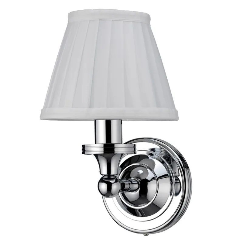 Burlington Rund vegglampe med LED-lys - Krom/Hvit stoff