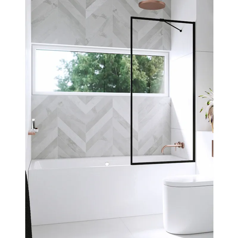 OUTLET: Strømberg Noma badekarvegg 70x150 cm sort/klart