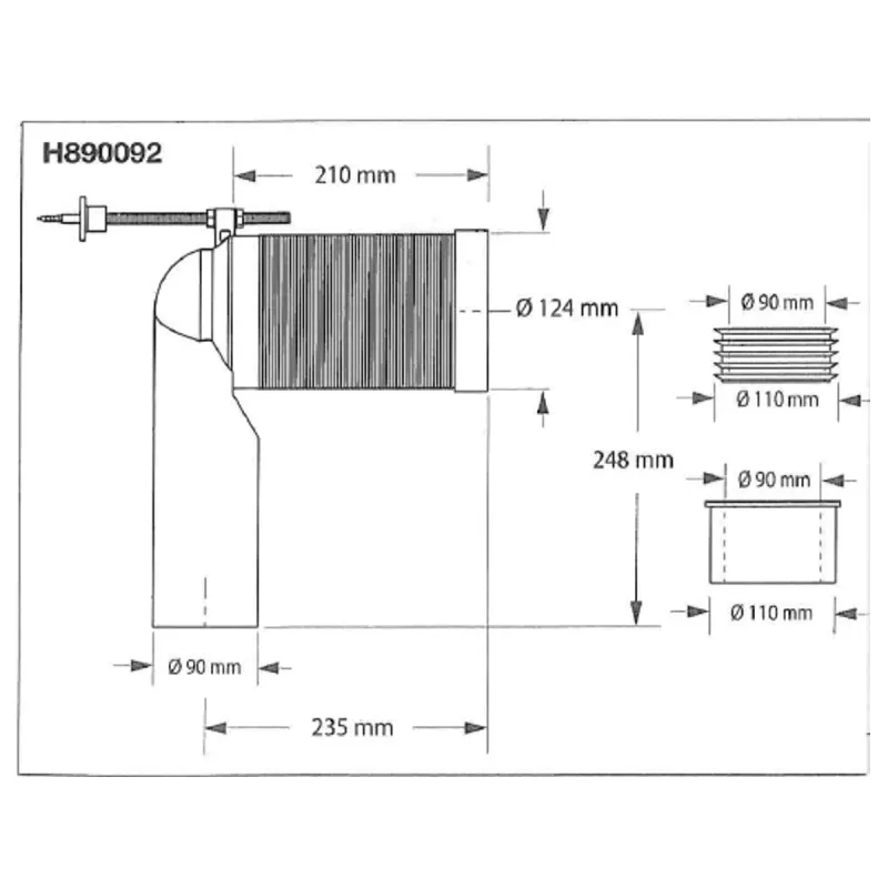 Laufen avløpsbend 70-220 mm