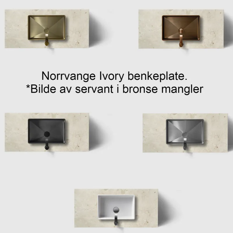 Haven H2 servantskap 100 cm m/NI benkeplate og nedfelt servant