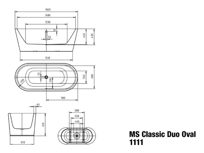 Hovedbilde Kaldewei MEISTERSTÜCK CLASSIC DUO OVAL Mod 1111 Frittstående Badekar, ...