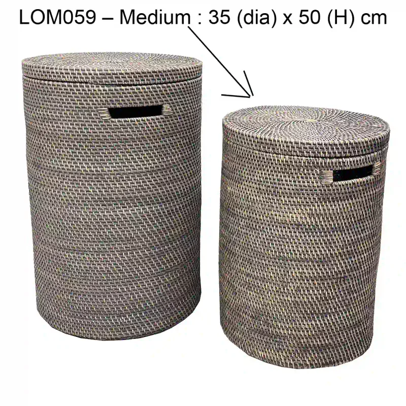Lombok Grey Wash Kleskurv med innfelt håndtak