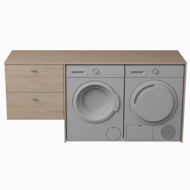 FossBad Variant60 Servantskap 60x58 cm med benkeplate og dekksider tilpasset 2 sidestilte maskiner