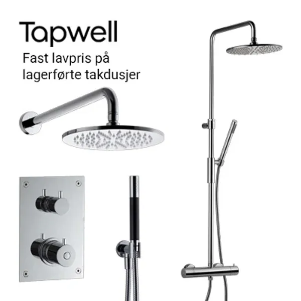Tilbud på lagerførte takdusjer fra Tapwell - TVM7200, TVM2200, LES8300 og BOX7268