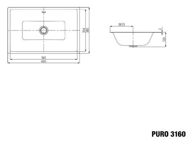 Hovedbilde Kaldewei PURO Mod 3160 Underlimt Servant, 60x38.5 cm, Alpine White ...